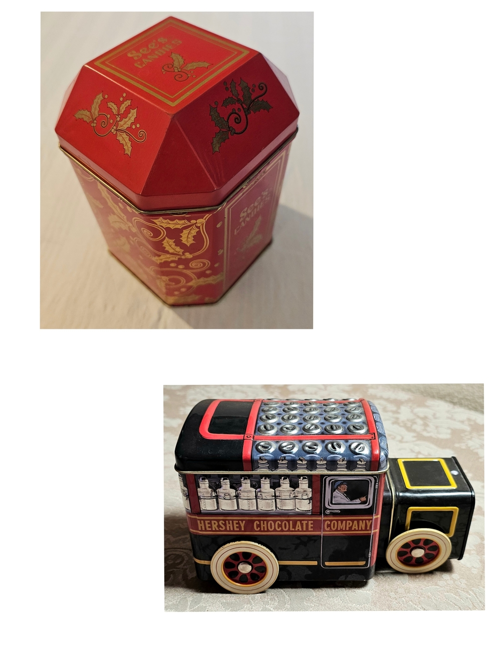 Vintage Metal Candy Tins Sees And Hershey's